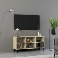 Mobile TV con Gambe-Credenza TV-Console TV in Metallo Rovere Sonoma 103,5x30x50 cm