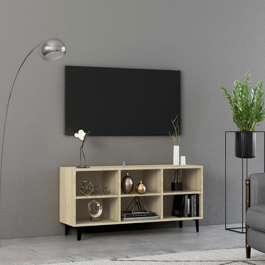 Mobile TV con Gambe-Credenza TV-Console TV in Metallo Rovere Sonoma 103,5x30x50 cm