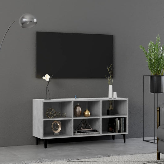 Mobile TV con Gambe-Credenza TV-Console TV in Metallo Grigio Cemento 103,5x30x50 cm