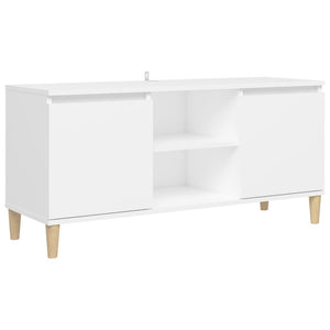Comodino con Gambe in Legno-Tavolino da notte Massello Bianco 103,5x30x50 cm