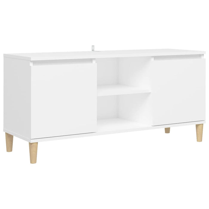 Comodino con Gambe in Legno-Tavolino da notte Massello Bianco 103,5x30x50 cm