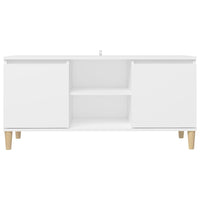 Comodino con Gambe in Legno-Tavolino da notte Massello Bianco 103,5x30x50 cm