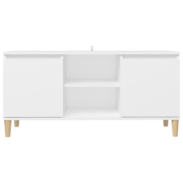 Comodino con Gambe in Legno-Tavolino da notte Massello Bianco 103,5x30x50 cm