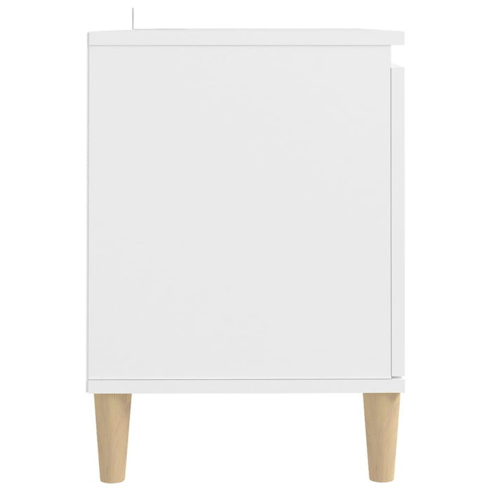 Comodino con Gambe in Legno-Tavolino da notte Massello Bianco 103,5x30x50 cm