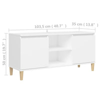 Comodino con Gambe in Legno-Tavolino da notte Massello Bianco 103,5x30x50 cm