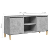 Mobile TV con Gambe-Credenza TV-Console TV in Legno Grigio Cemento 103,5x30x50 cm