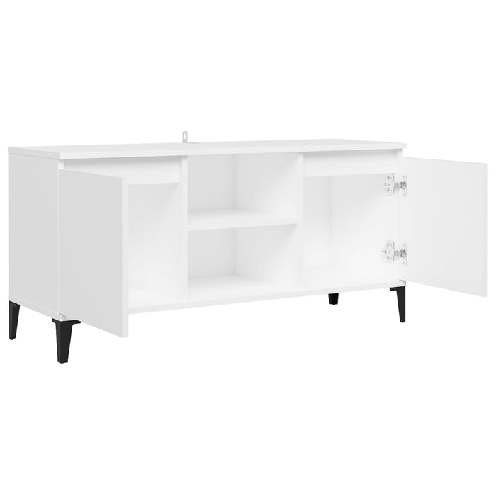 Mobile TV con Gambe-Credenza TV-Console TV in Metallo Bianco 103,5x30x50 cm 762785