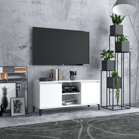 Mobile TV con Gambe-Credenza TV-Console TV in Metallo Bianco 103,5x30x50 cm 762785