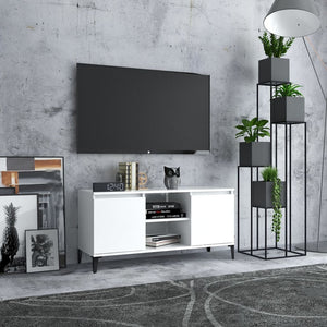 Mobile TV con Gambe-Credenza TV-Console TV in Metallo Bianco 103,5x30x50 cm 762785