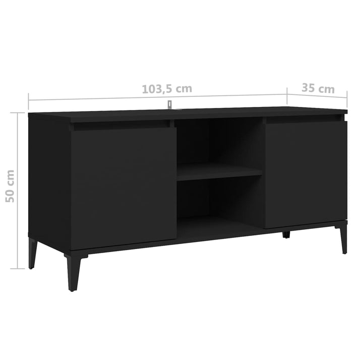 Mobile TV con Gambe-Credenza TV-Console TV in Metallo Nero 103,5x30x50 cm