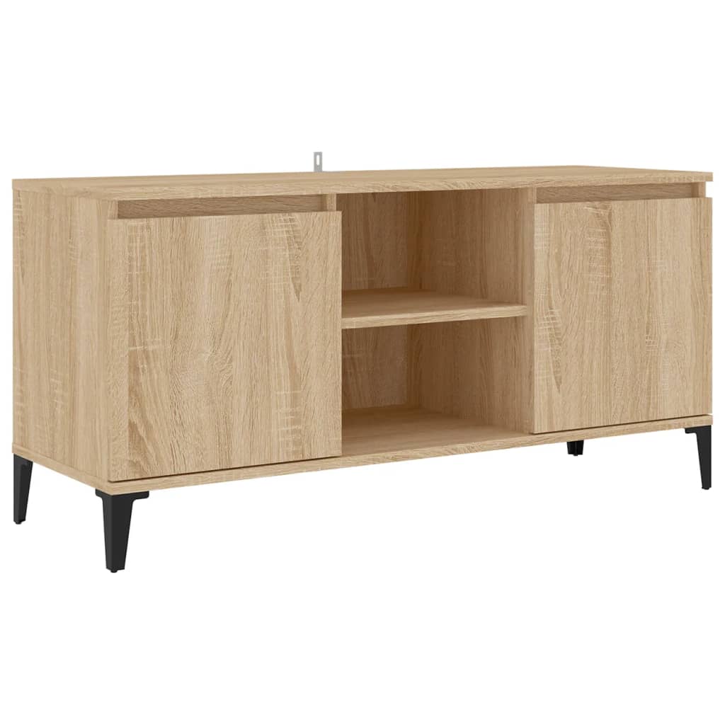 Mobile TV con Gambe-Credenza TV-Console TV in Metallo Rovere Sonoma 103,5x35x50 cm
