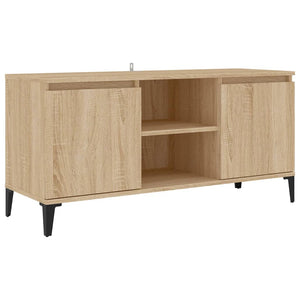 Mobile TV con Gambe-Credenza TV-Console TV in Metallo Rovere Sonoma 103,5x35x50 cm