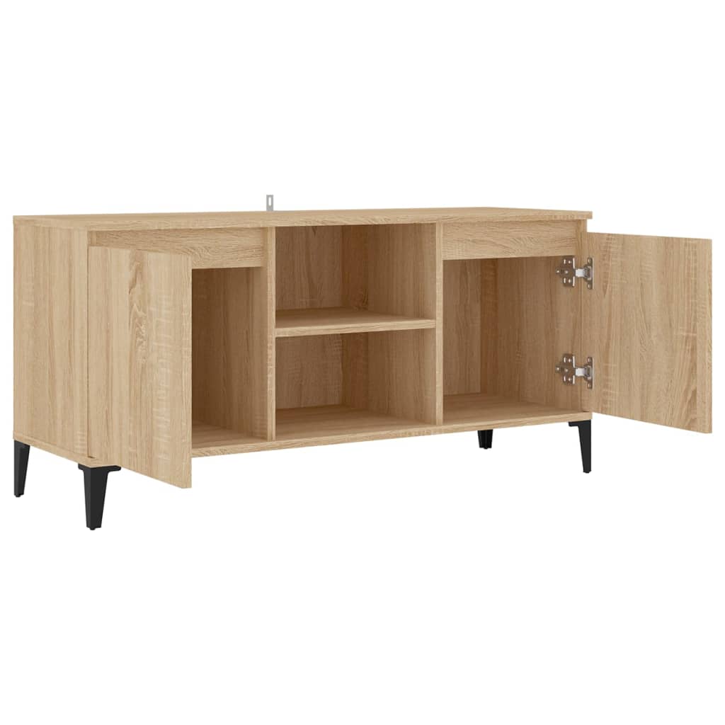 Mobile TV con Gambe-Credenza TV-Console TV in Metallo Rovere Sonoma 103,5x35x50 cm