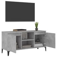 Mobile TV con Gambe in Metallo Grigio Cemento 103,5x35x50 cm 805972