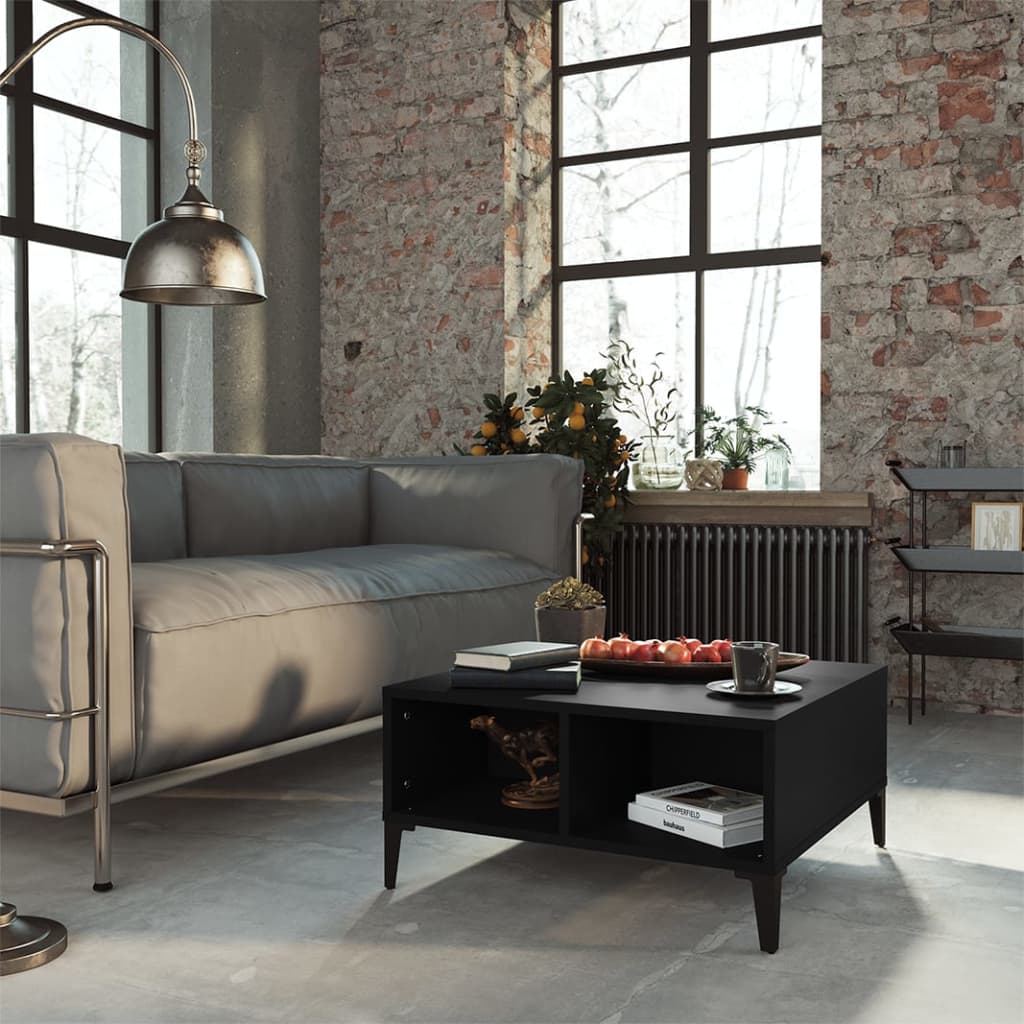 Tavolino da Salotto Nero 60x60x30 cm in Legno Multistrato 805987