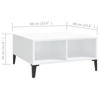 Tavolino da Salotto Bianco Lucido 60x60x30 cm Legno Multistrato 805992
