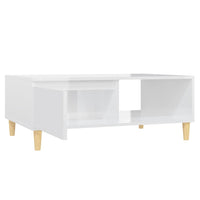 Tavolino Salotto Bianco Lucido 90x60x35 cm in Legno Multistrato 806001