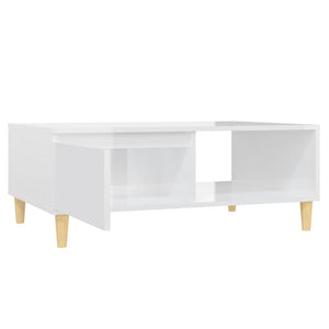 Tavolino Salotto Bianco Lucido 90x60x35 cm in Legno Multistrato 806001
