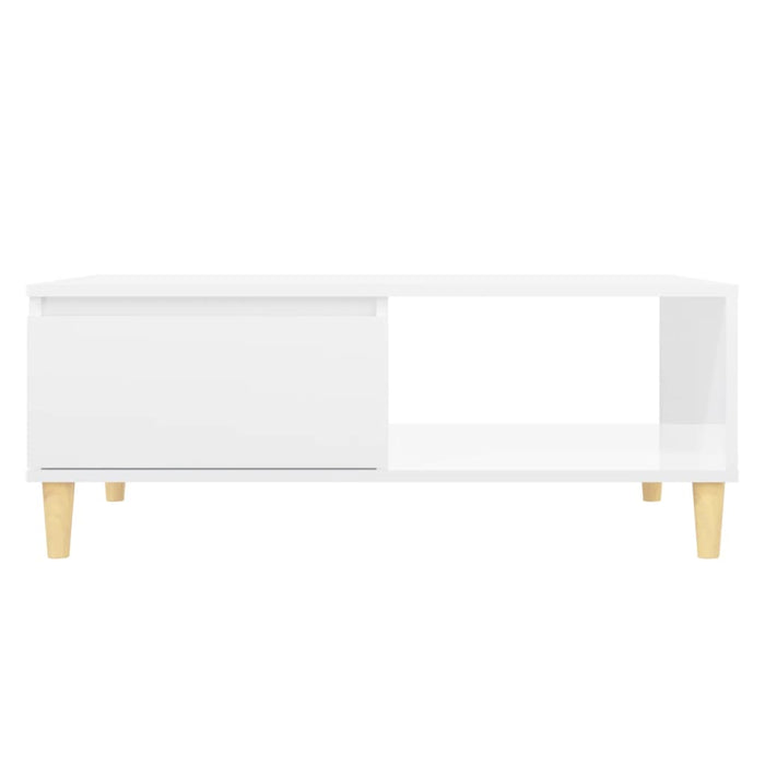Tavolino Salotto Bianco Lucido 90x60x35 cm in Legno Multistrato 806001