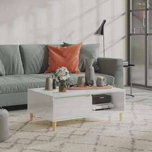 Tavolino Salotto Bianco Lucido 90x60x35 cm in Legno Multistrato 806001