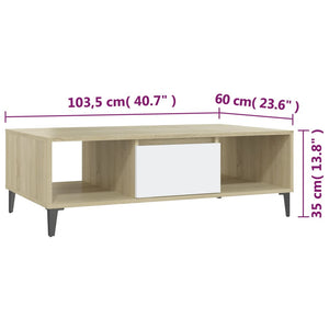 Tavolino Salotto Bianco Rovere Sonoma 103,5x60x35cm Multistrato 806027