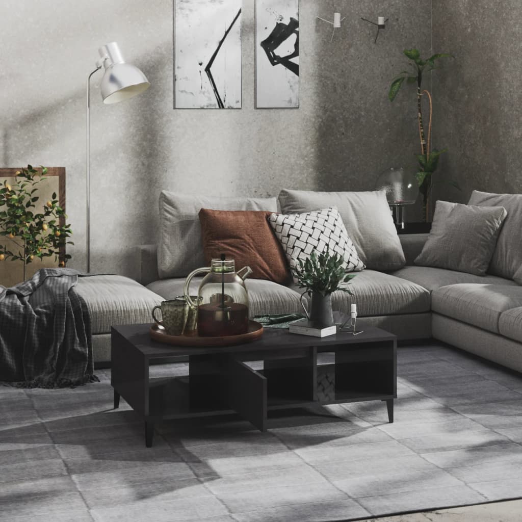 Tavolino Salotto Grigio Lucido 103,5x60x35cm Legno Multistrato 806030