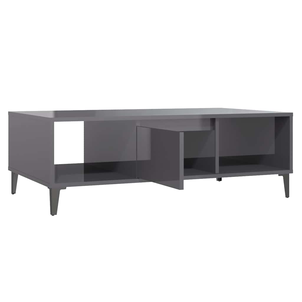 Tavolino da Salotto Grigio Lucido 103,5x60x35 cm in Truciolato