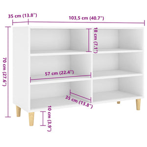 Credenza Bianca 103,5x35x70 cm in Legno Multistrato cod mxl 74111