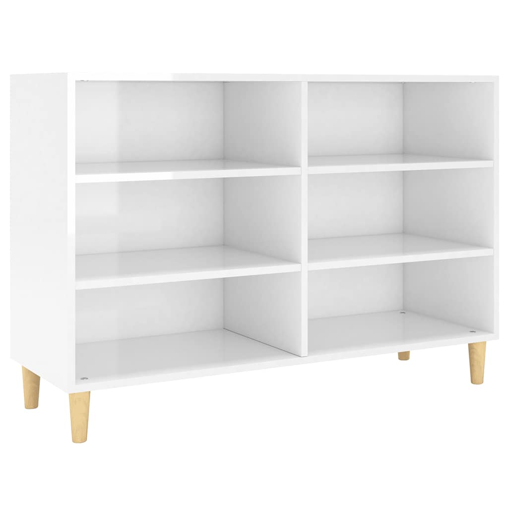 Credenza Bianco Lucido 103,5x35x70 cm in Legno Multistrato 806037
