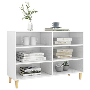 Credenza Bianco Lucido 103,5x35x70 cm in Legno Multistrato 806037