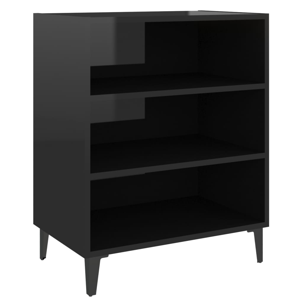 Credenza Nero Lucido 57x35x70 cm in Legno Multistrato 806065