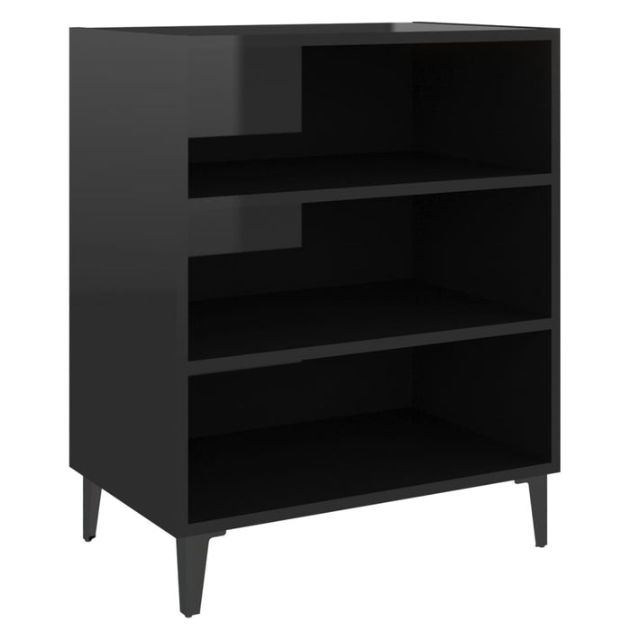 Credenza Nero Lucido 57x35x70 cm in Legno Multistrato 806065