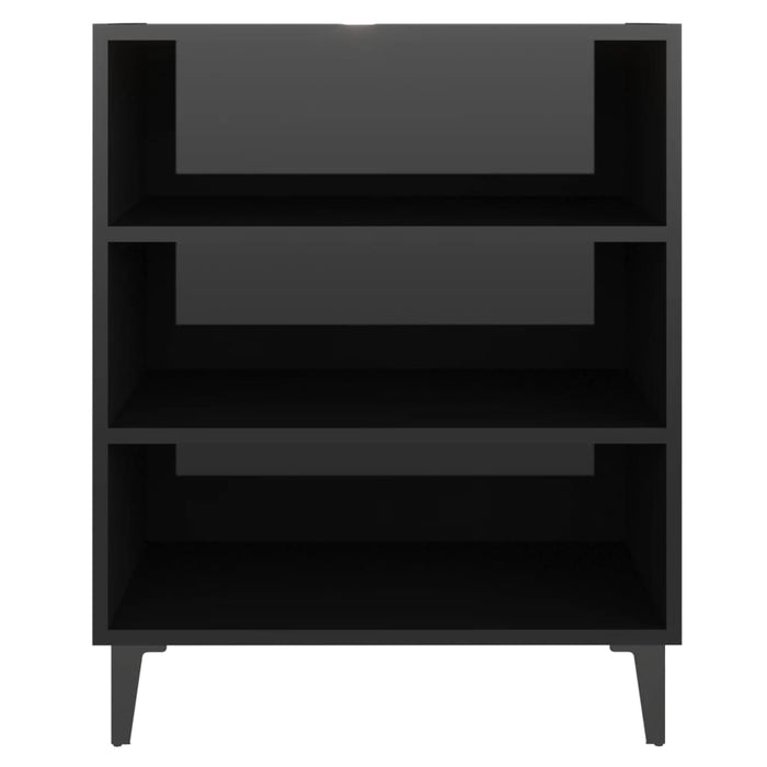 Credenza Nero Lucido 57x35x70 cm in Legno Multistrato 806065