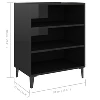 Credenza Nero Lucido 57x35x70 cm in Legno Multistrato 806065