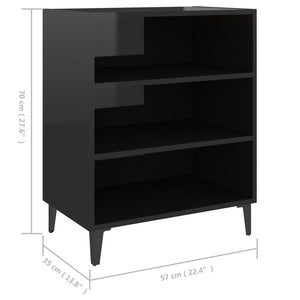 Credenza Nero Lucido 57x35x70 cm in Legno Multistrato 806065