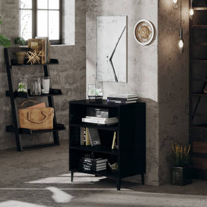 Credenza Nero Lucido 57x35x70 cm in Legno Multistrato 806065