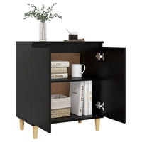 Credenza con Gambe Legno Massello Nera 60x35x70 cm Multistrato 806068