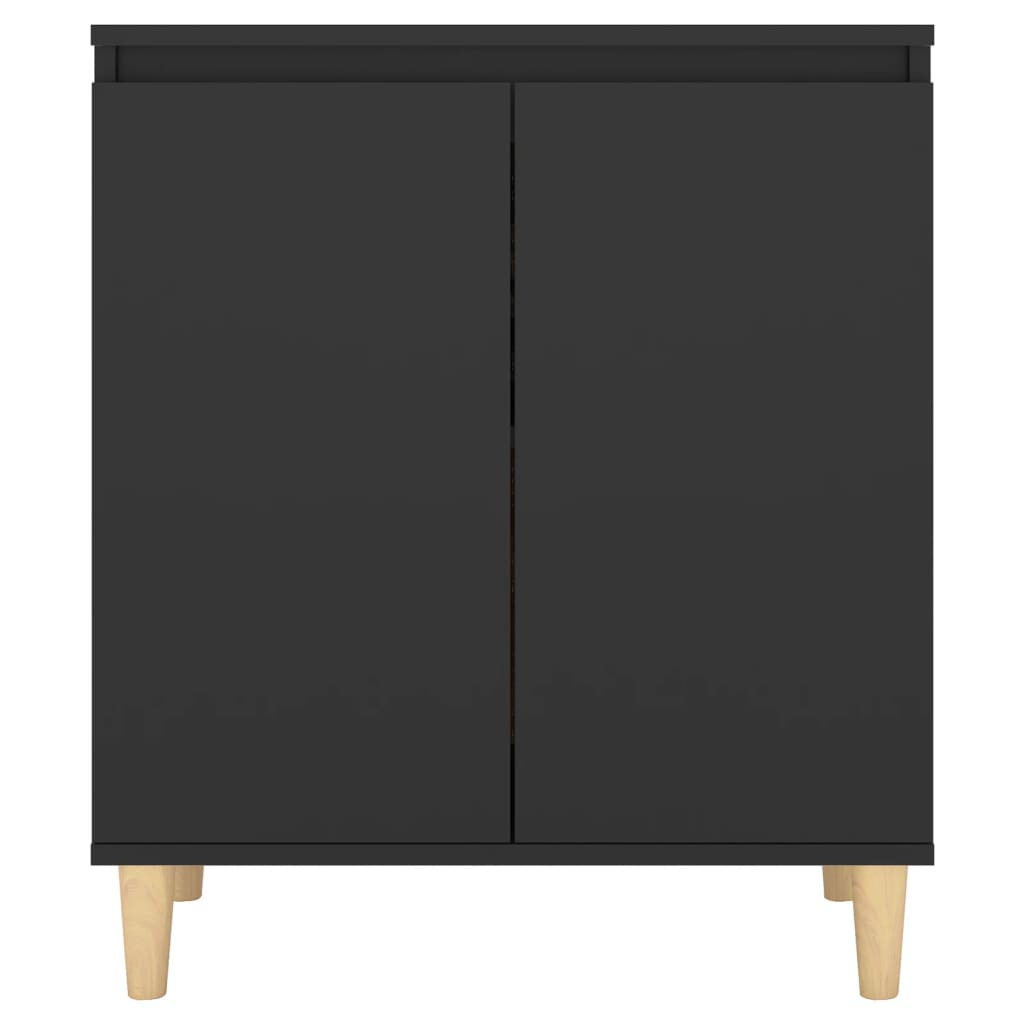 Credenza con Gambe Legno Massello Nera 60x35x70 cm Multistrato 806068