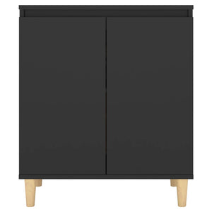 Credenza con Gambe Legno Massello Nera 60x35x70 cm Multistrato 806068