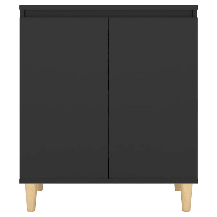 Credenza con Gambe Legno Massello Nera 60x35x70 cm Multistrato 806068