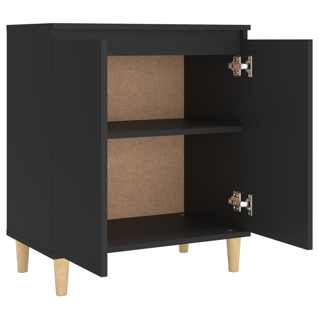 Credenza con Gambe in Legno Massello Nera 60x35x70cm Truciolato cod mxl 12593