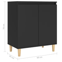 Credenza con Gambe in Legno Massello Nera 60x35x70cm Truciolato cod mxl 12593