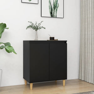 Credenza con Gambe Legno Massello Nera 60x35x70 cm Multistrato 806068