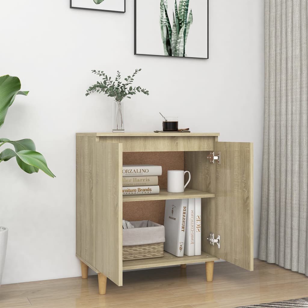 Credenza-Buffet con Gambe Legno Massello Sonoma 60x35x70cm Multistrato