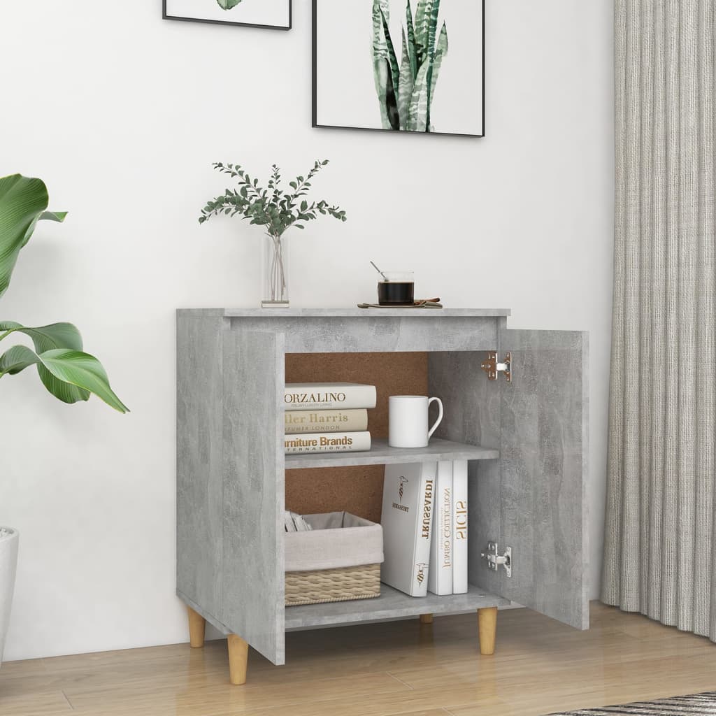 Credenza Gambe Massello Grigio Cemento 60x35x70cm Multistrato 806071