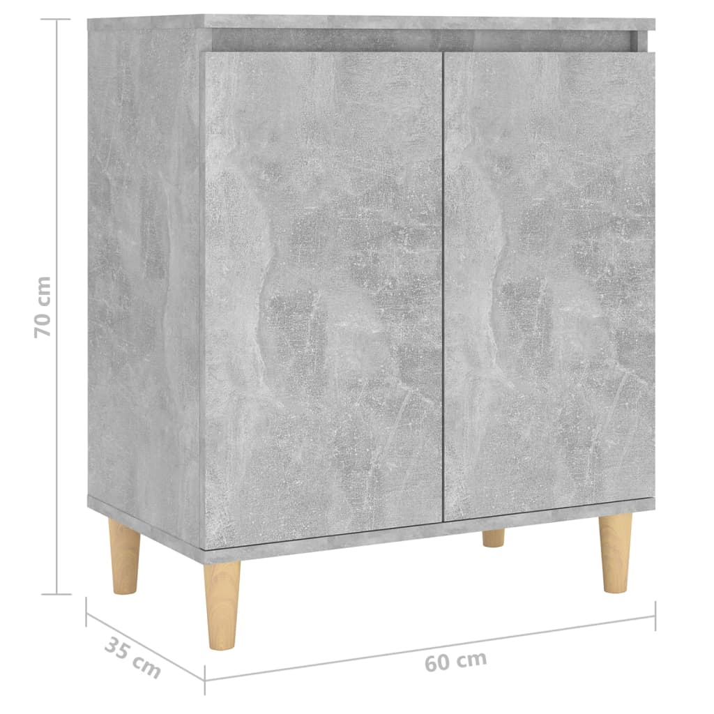 Credenza Gambe Massello Grigio Cemento 60x35x70cm Multistrato 806071