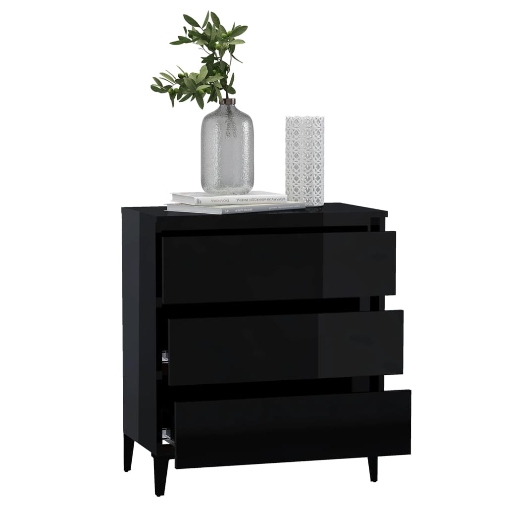 Credenza Nero Lucido 60x35x69 cm in Legno Multistrato 806101
