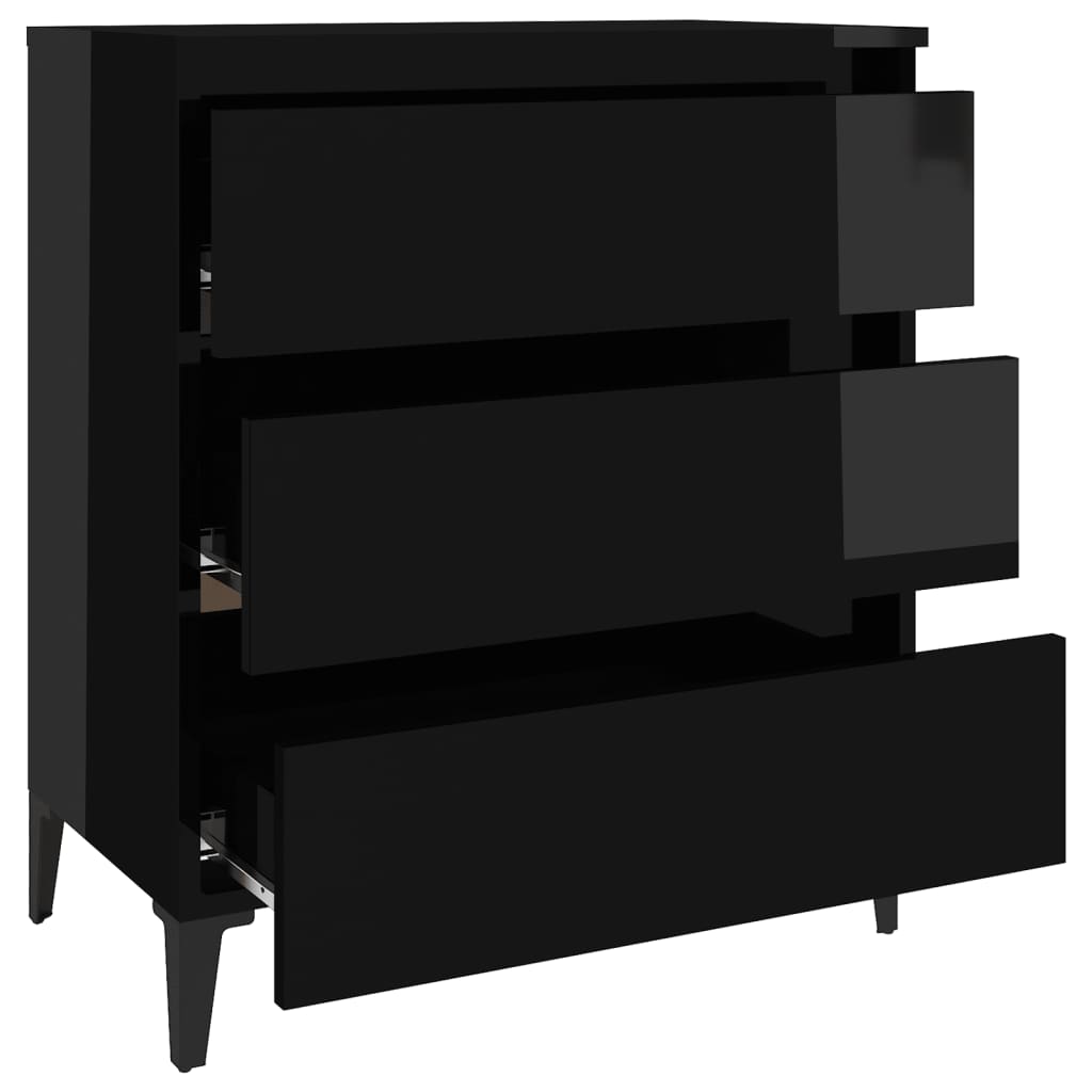 Credenza Nero Lucido 60x35x69 cm in Legno Multistrato 806101