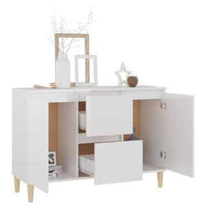 Credenza Bianco Lucido 101x35x70 cm in Legno Multistrato 806109