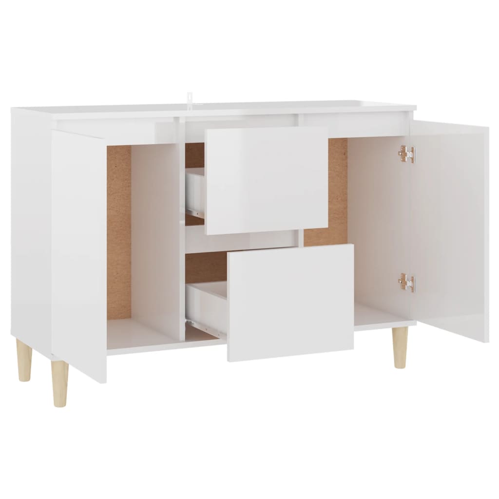 Credenza Bianco Lucido 101x35x70 cm in Legno Multistrato 806109